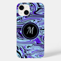 Monogramme de Motif Abstrait d'aquarelle bleu mode