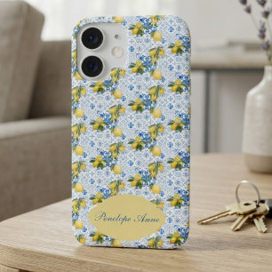 Coques iPhone 16 Monogramme de motif de citron de pays français en