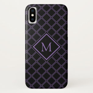 Case-Mate iPhone Case Monogramme de Motif de diamant noir et pourpre
