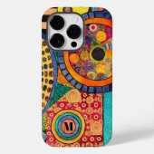 Coques Case-Mate iPhone Monogramme de Motif de Patchwork Abstrait moderne (Verso)
