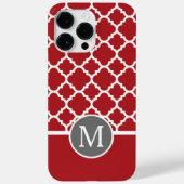 Coques Case-Mate iPhone Monogramme de Motif géométrique rouge et gris (Verso)