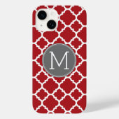 Coques Case-Mate iPhone Monogramme de Motif géométrique rouge et gris (Verso)