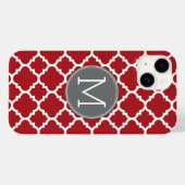 Coques Case-Mate iPhone Monogramme de Motif géométrique rouge et gris (Verso (horizontal))