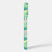Coques Case-Mate iPhone Monogramme de Motif géométrique turquoise et vert (Verso / Droite)