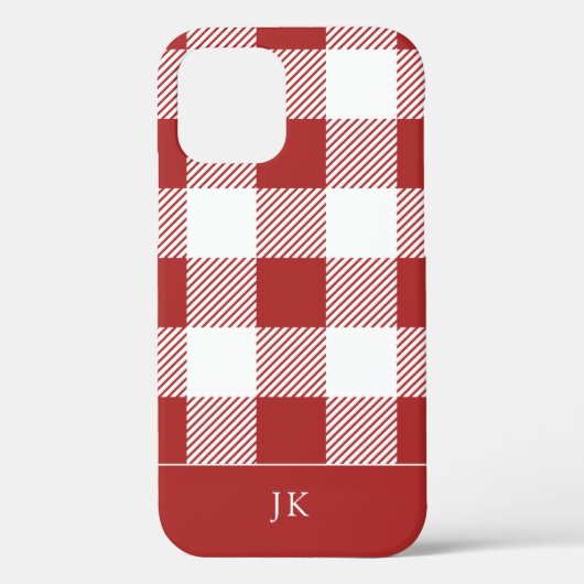 Coques Case-Mate iPhone Monogramme de Motif rouge rustique (Verso)