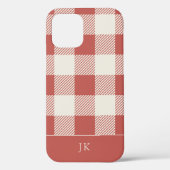 Coques Case-Mate iPhone Monogramme de Motif rouge rustique (Verso)