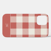 Coques Case-Mate iPhone Monogramme de Motif rouge rustique (Verso (horizontal))