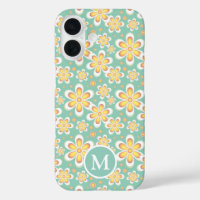 Monogramme de Motif turquoise et jaune à ressort