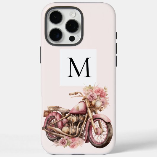 Coques Case-Mate iPhone Monogramme de moto floral rose (Verso)