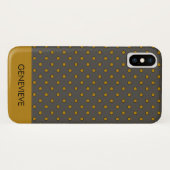 Coques Case-Mate iPhone Monogramme de moutarde et de Motif Pois Brown (Dos (Horizontal))