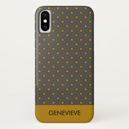 Coques Case-Mate iPhone Monogramme de moutarde et de Motif Pois Brown (Dos)
