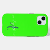 Coques Case-Mate iPhone Monogramme de néon fluorescent vert (Verso (horizontal))