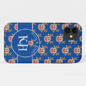 Coques Case-Mate iPhone Monogramme de Noël Motif de rennes bleu mou (Dos (Horizontal))