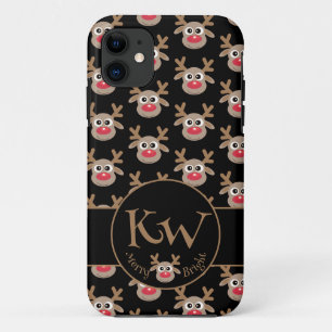 Case-Mate iPhone Case Monogramme de Noël Motif de rennes noirs