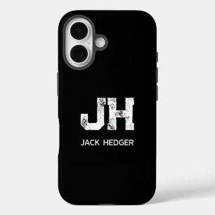 COQUES iPhone 16  MONOGRAMME DE NOM À DEUX LETTRES BLANC MINIMALISTE
