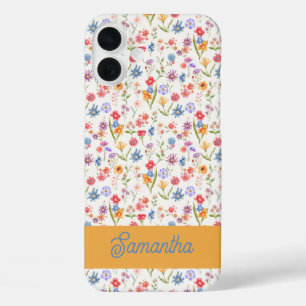 Coques iPhone 16 Plus Monogramme de nom aquarelle bleu violet rouge