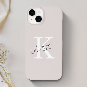 Coque Pour iPhone 14 Monogramme de nom de calligraphie rose moderne