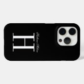 Coques Case-Mate iPhone Monogramme de nom de script élégant noir et blanc (Verso (horizontal))