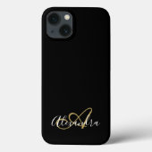 Coques Case-Mate iPhone Monogramme de nom de script girly noir or (Verso)