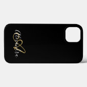 Coques Case-Mate iPhone Monogramme de nom de script girly noir or (Verso (horizontal))