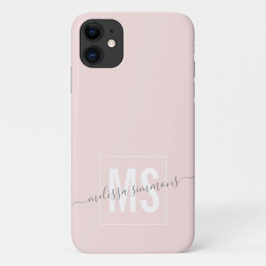 Coques Case-Mate iPhone monogramme de nom de script moderne (Dos)