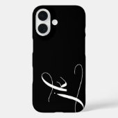 Coques Case-Mate iPhone Monogramme de nom de script noir et blanc moderne (Verso)