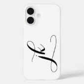 Coques Case-Mate iPhone Monogramme de nom de script noir et blanc moderne (Verso)