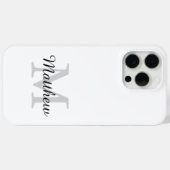 Coques Case-Mate iPhone Monogramme de nom de script noir et blanc moderne (Verso (horizontal))