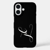 Coques Case-Mate iPhone Monogramme de nom de script noir et blanc moderne (Verso)