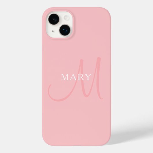 Coques Case-Mate iPhone Monogramme de nom élégant | Rose clair (Verso)