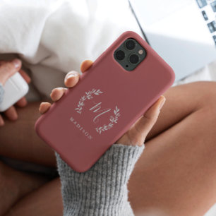 Coque Pour Pour iPhone 14 Pro Max Monogramme de nom en écriture laurier rustique