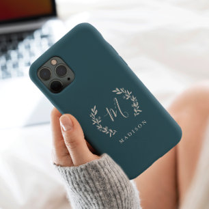 Coque Pour Pour iPhone 14 Pro Max Monogramme de nom en écriture laurier rustique