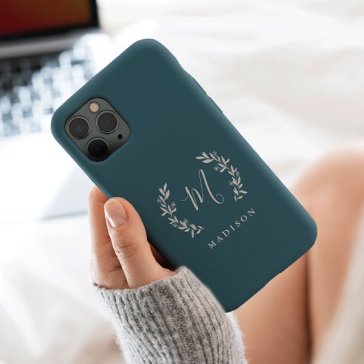 Coques Case-Mate iPhone Monogramme de nom en écriture laurier rustique