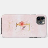 Coques Case-Mate iPhone Monogramme de nom initial F lettre florale aquarel (Dos (Horizontal))