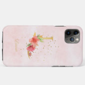 Coques Case-Mate iPhone Monogramme de nom initial L lettre florale aquarel (Dos (Horizontal))