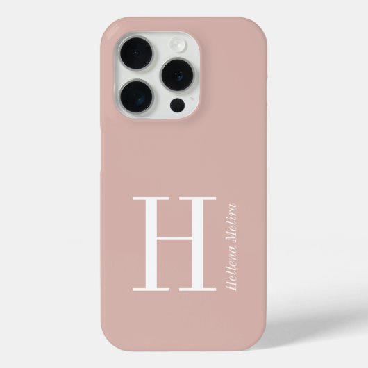 Coques Case-Mate iPhone Monogramme de nom moderne rose blush blanc (Verso)