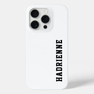 Coque iPhone 15 Pro Monogramme de nom noir et blanc moderne