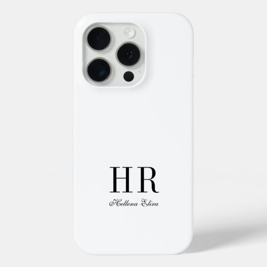 Coques Case-Mate iPhone Monogramme de nom noir et blanc moderne (Verso)