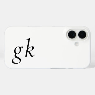 Coques iPhone 16 Monogramme de nom noir et blanc moderne