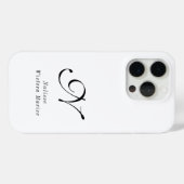 Coques Case-Mate iPhone Monogramme de nom noir et blanc moderne (Verso (horizontal))