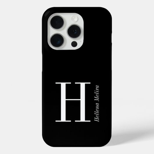 Coques Case-Mate iPhone Monogramme de nom noir et blanc moderne (Verso)