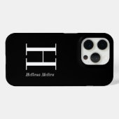 Coques Case-Mate iPhone Monogramme de nom noir et blanc moderne (Verso (horizontal))
