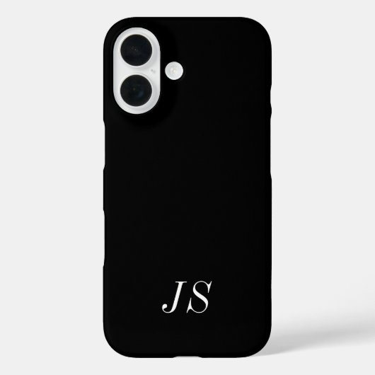 Coques Case-Mate iPhone Monogramme de nom noir et blanc moderne (Verso)