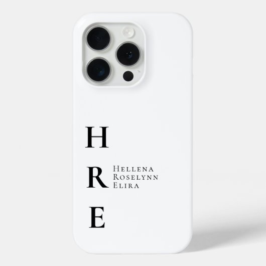 Coques Case-Mate iPhone Monogramme de nom noir et blanc moderne (Verso)