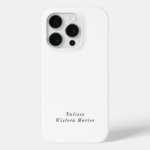 Coque iPhone 15 Pro Monogramme de nom noir et blanc moderne