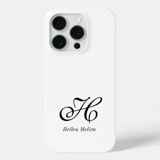 Coques Case-Mate iPhone Monogramme de nom noir et blanc moderne (Verso)