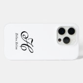 Coques Case-Mate iPhone Monogramme de nom noir et blanc moderne (Verso (horizontal))