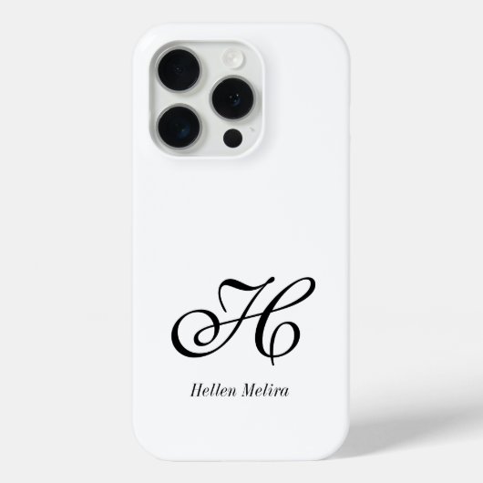 Coques Case-Mate iPhone Monogramme de nom noir et blanc moderne (Verso)