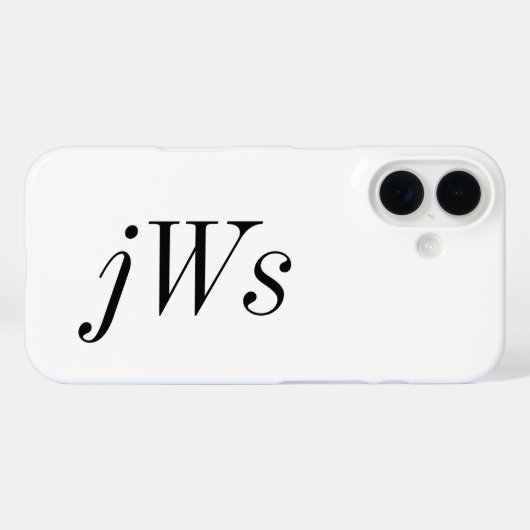 Coques Case-Mate iPhone Monogramme de nom noir et blanc moderne (Verso (horizontal))