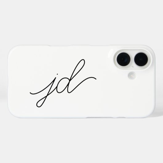 Coques Case-Mate iPhone Monogramme de nom noir et blanc moderne (Verso (horizontal))
